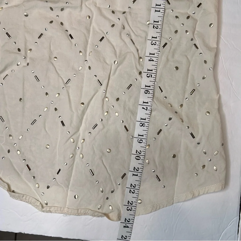 J.Crew Cream Gray Gold Studded Sleeveless Top 100% Cotton Tank Top Size XS